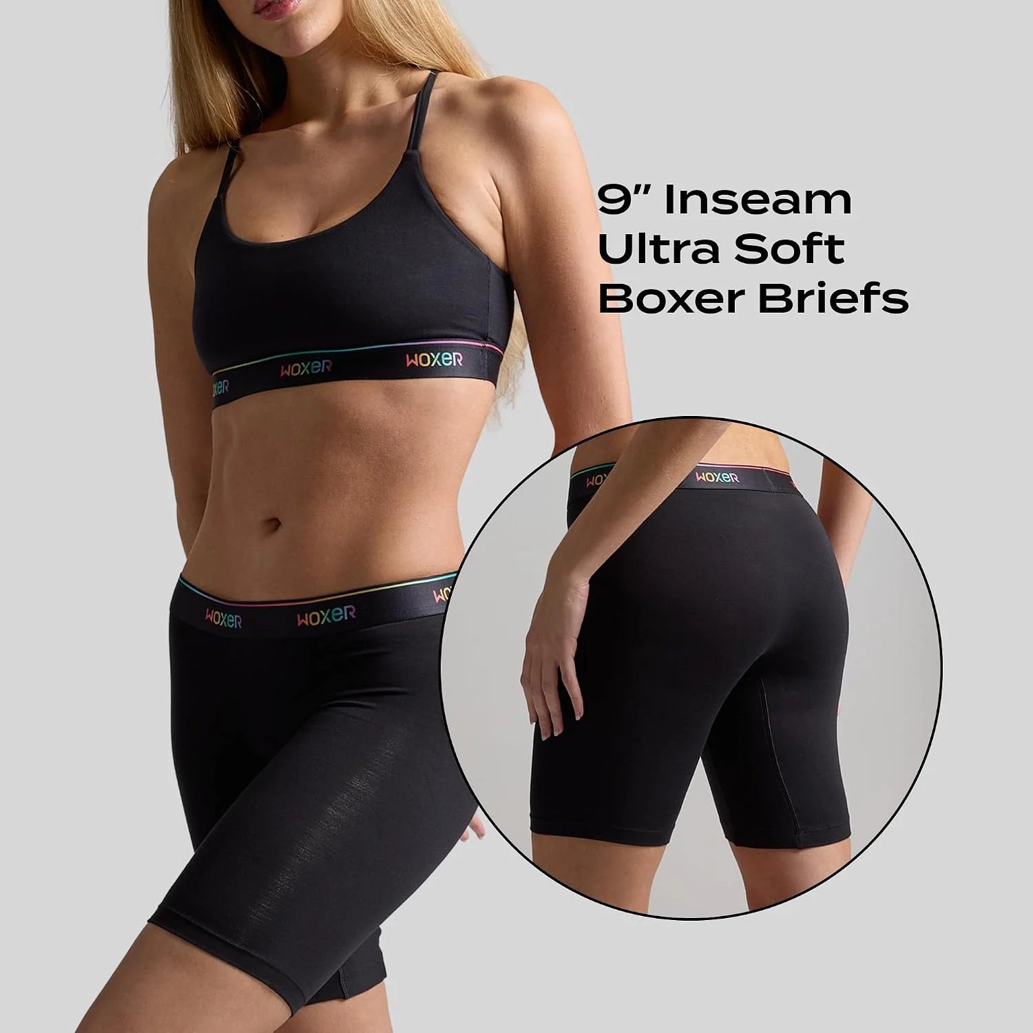 Woxer Womens Boxers - Biker 9" Boy Shorts Underwear for Women, Modal Boxer Briefs, Chafe Free, Womens Underwear