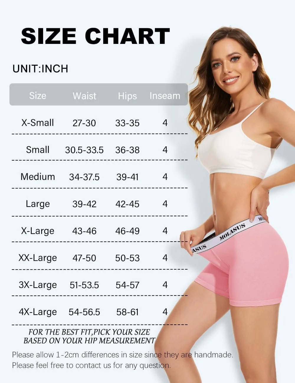 Molasus Womens Cotton Boxer Briefs Boy Shorts Underwear 4Pack