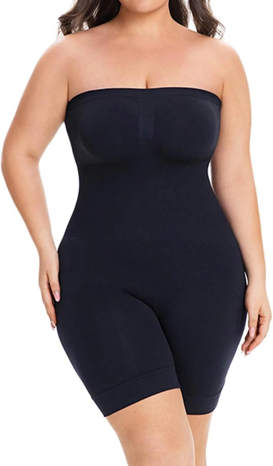Womens Strapless Bodysuit Seamless Shapewear Jumpsuit Shorts