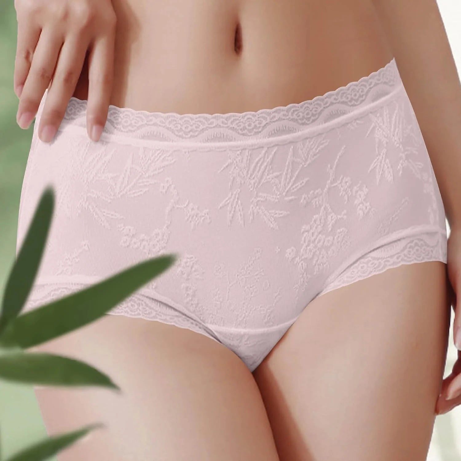 Lace Trim Mid Waist Soft Underwear for Women Comfort Daily Briefs