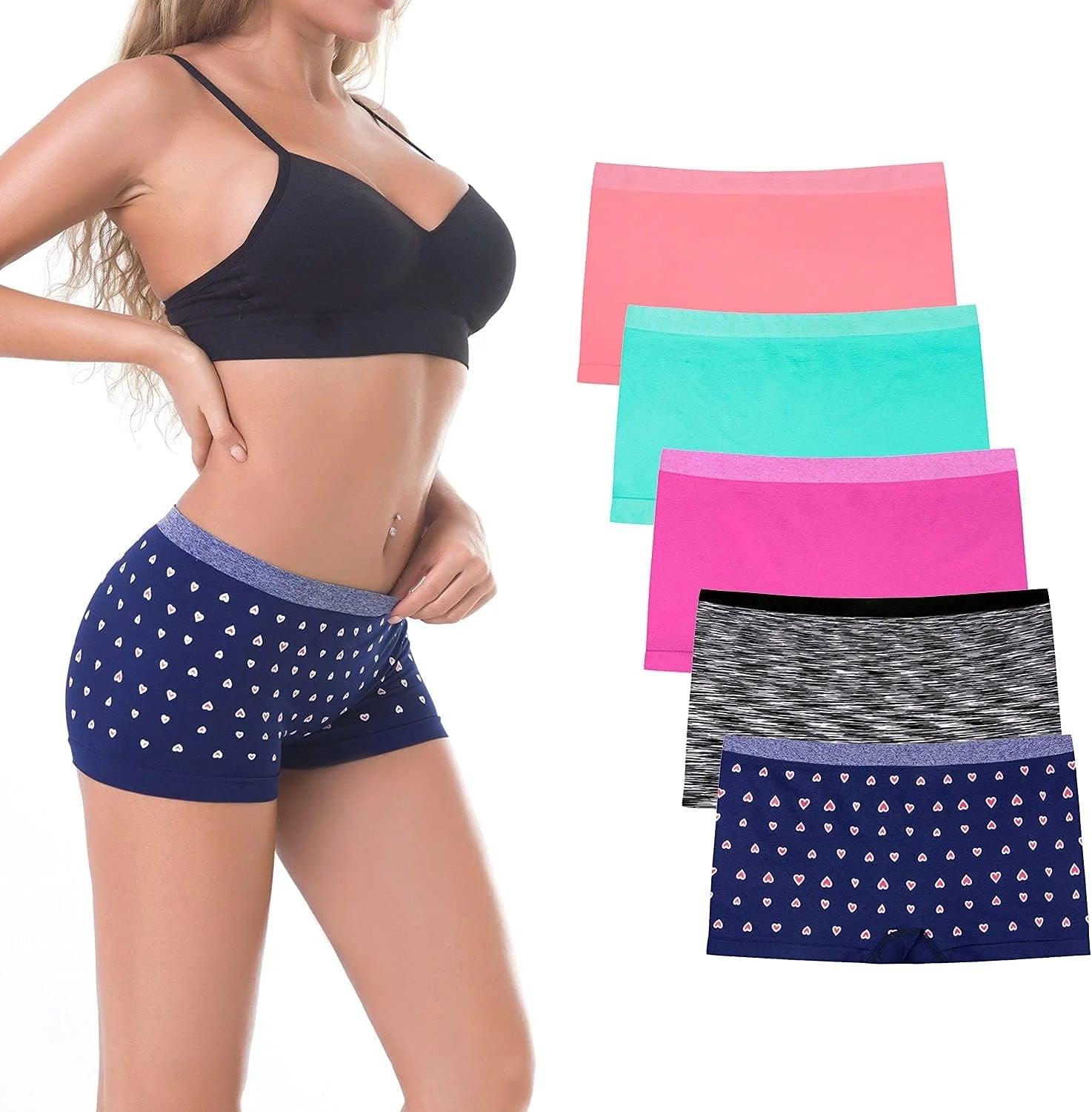 LALESTE Viscose Bamboo Boxer Briefs for Women Cotton Boy Shorts Underwear Soft Stretch Boyshorts Panties 5 Pack