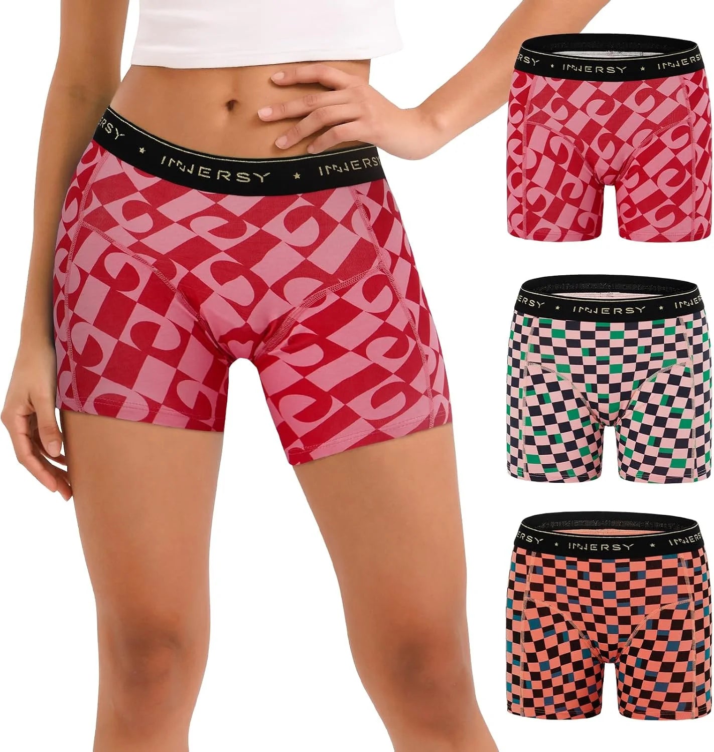 INNERSY Women's Cotton Boyshorts Underwear 3-Pack
