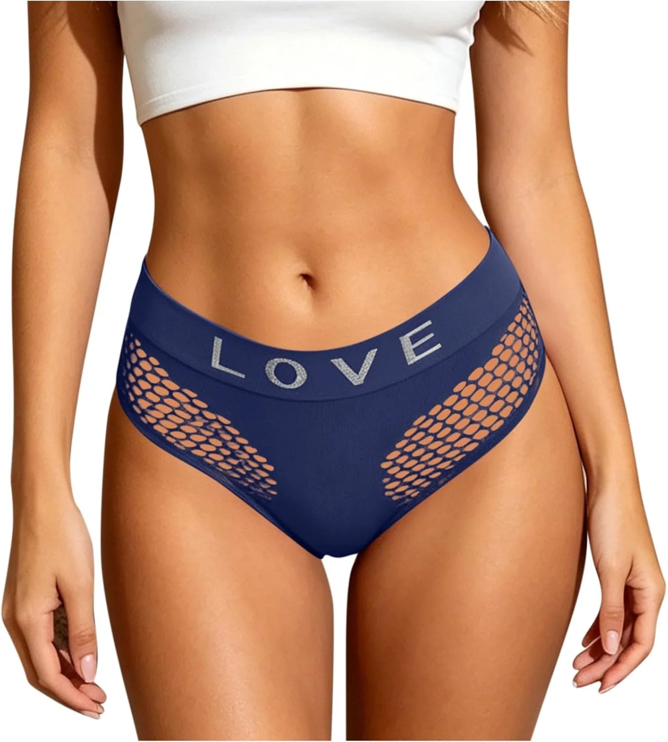 Womens LOVE Letter Hollow Seamless Briefs Breathable Panties