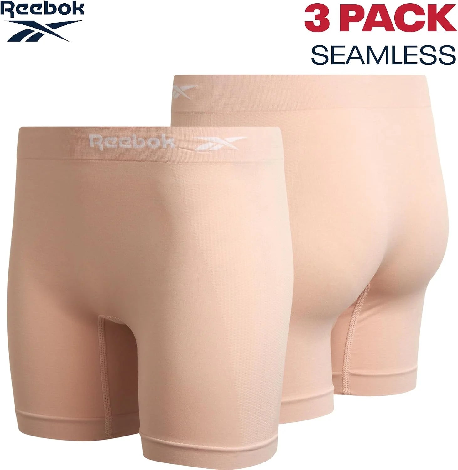 Reebok Womens Boyshorts 3 Pack Long Leg Performance Underwear 6" Inseam
