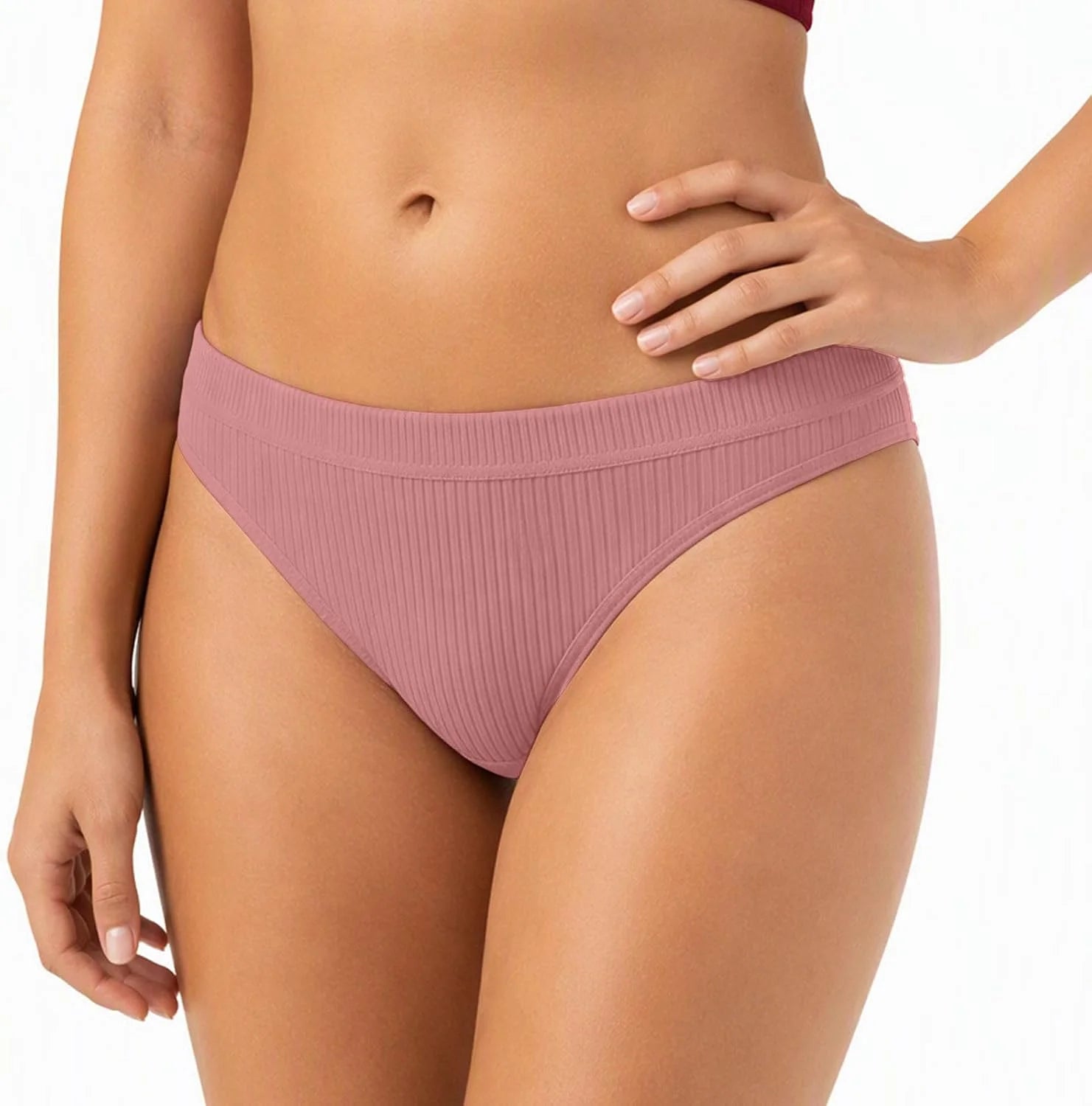 Sexy Low Waist Ribbed Underwear for Women Seamless Sporty Panties