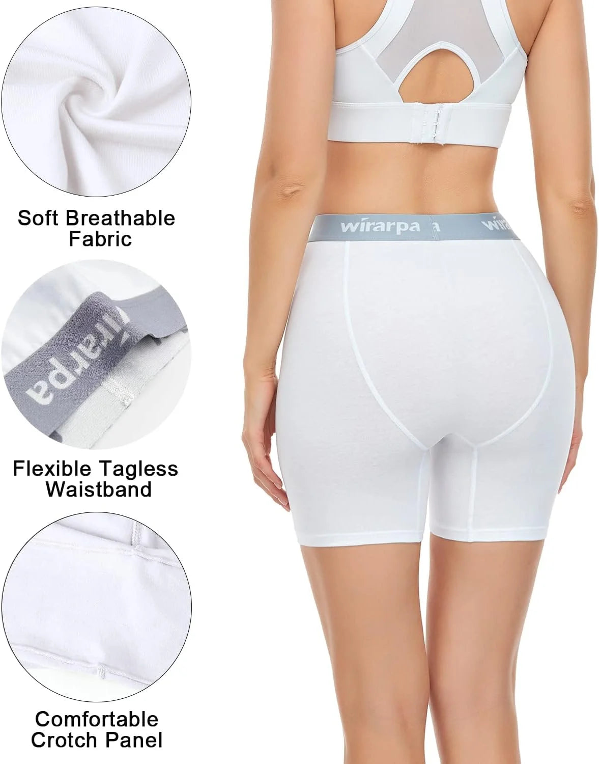 wirarpa Women's Boxer Briefs Cotton Underwear Anti Chafing Boy Shorts Panties 5.5" Inseam 4 Pack