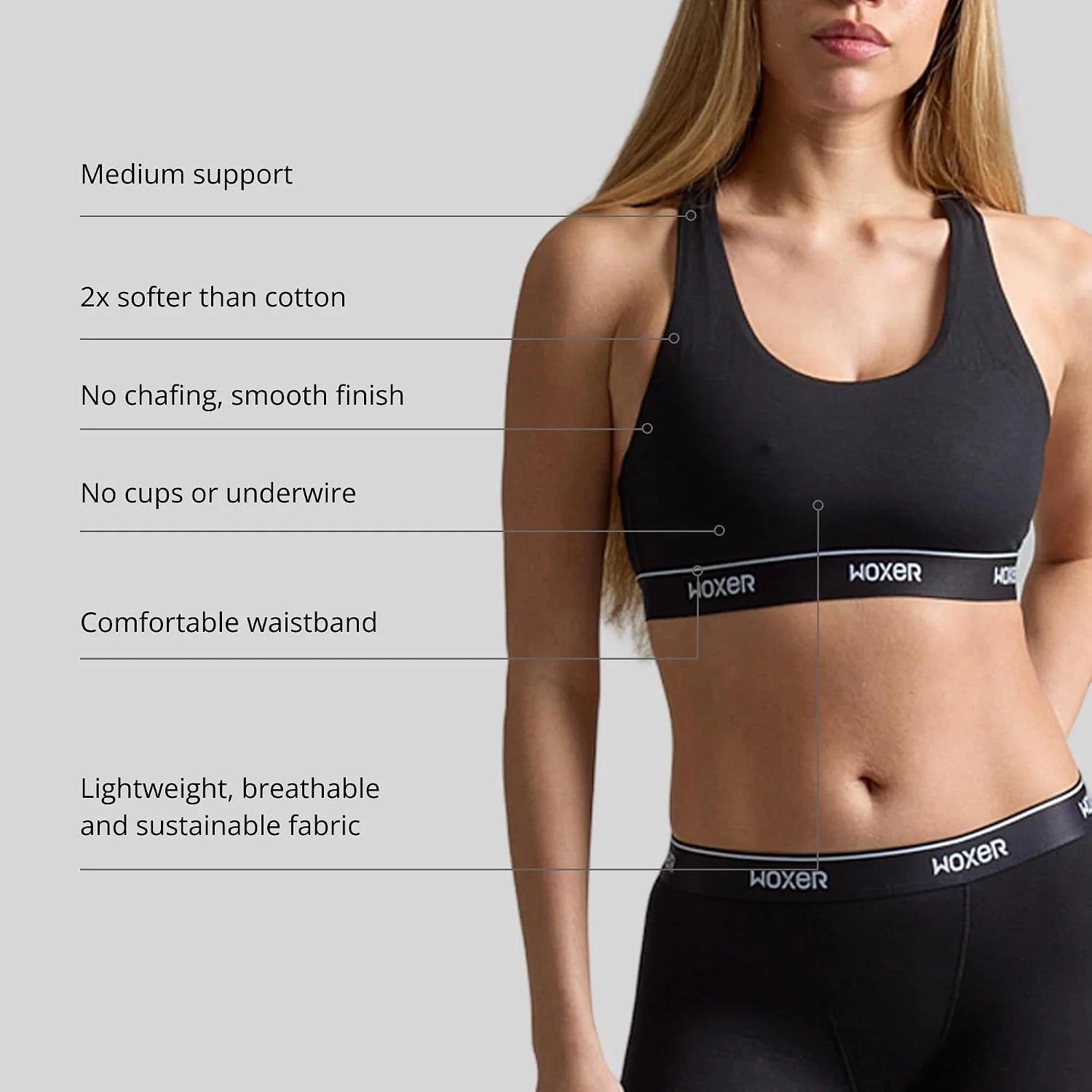 Woxer Boss Bralette for Women – Wireless, Seamless Racerback – Modal Sports Bra, Lounge, Sleep Bralette, Wireless Bra