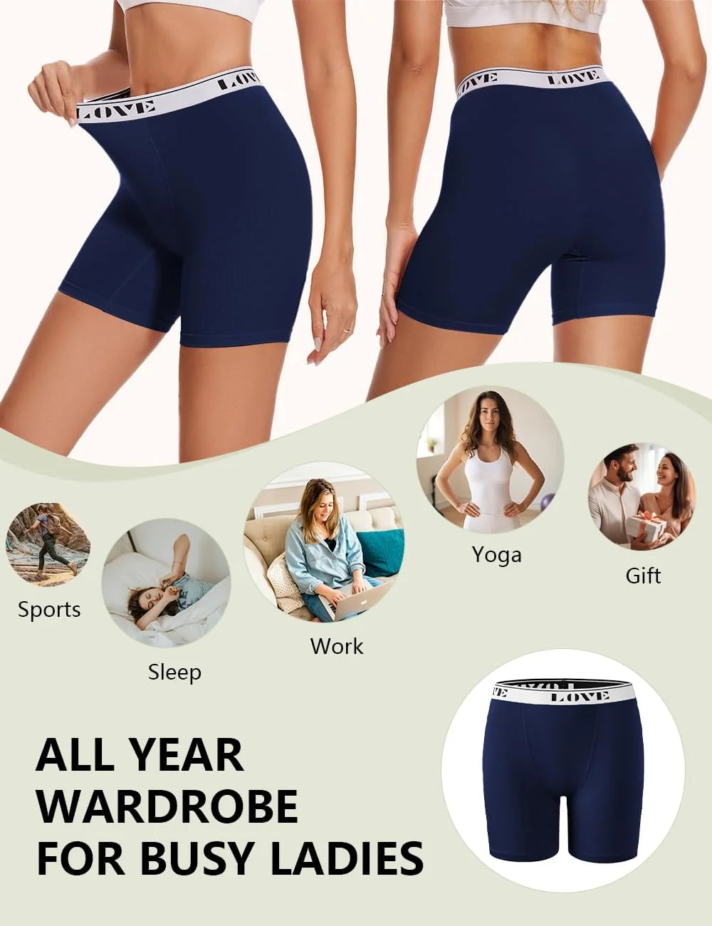 POKARLA Womens Boxer Briefs Underwear High Waisted Modal Boyshorts