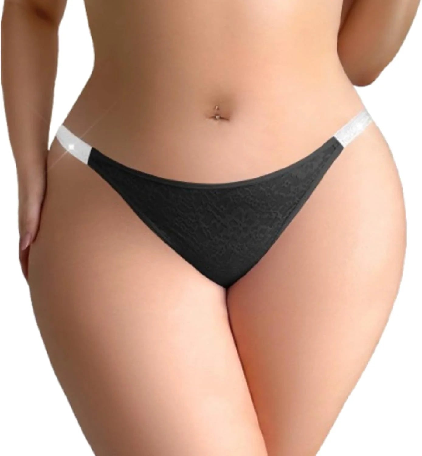 Womens Lace Thong Panties Sexy Rhinestone Straps Low Rise Brief