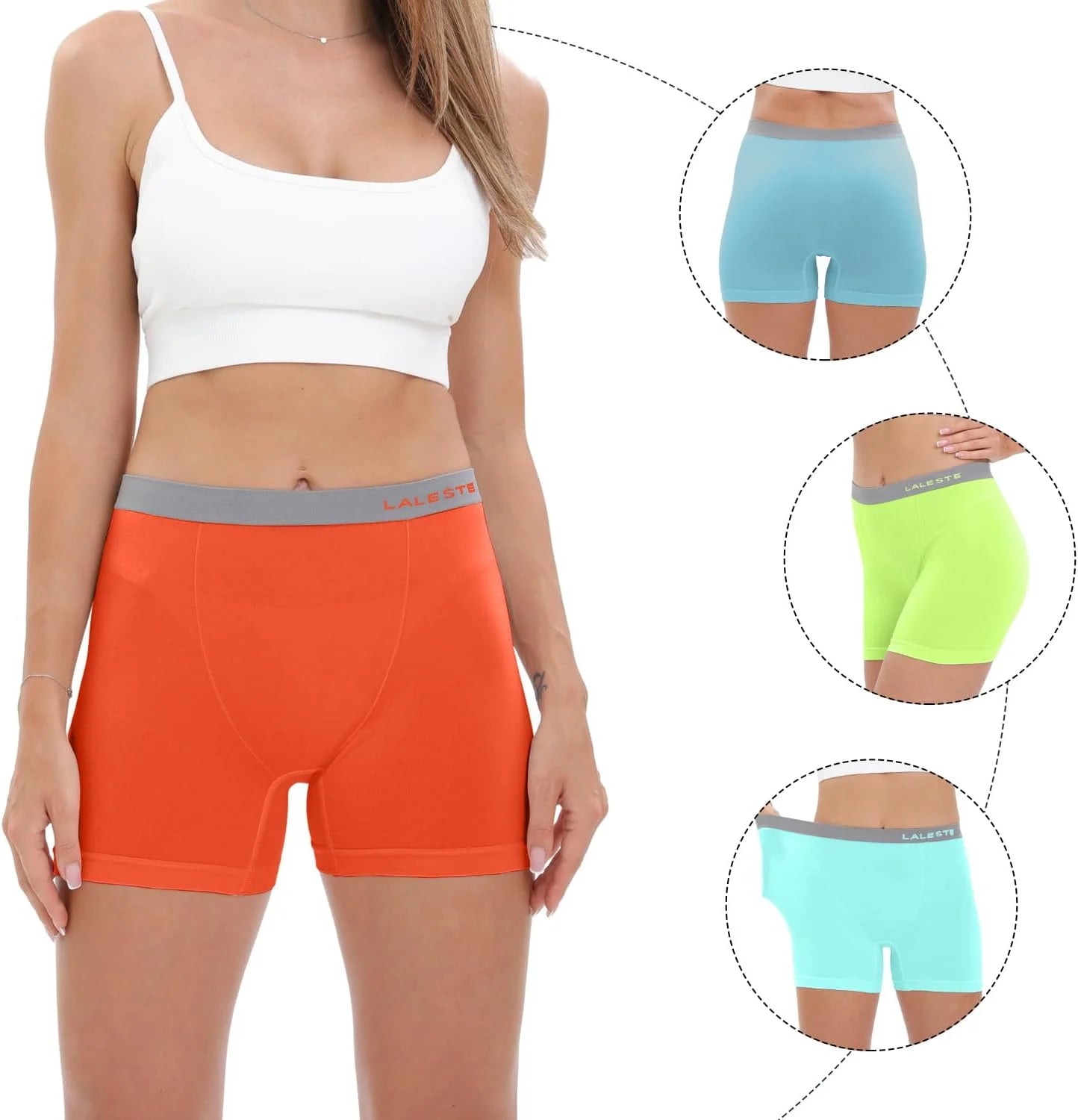 LALESTE Women's Cotton Boxer Briefs, 3-Inch Inseam, Full Coverage, 5 Pack