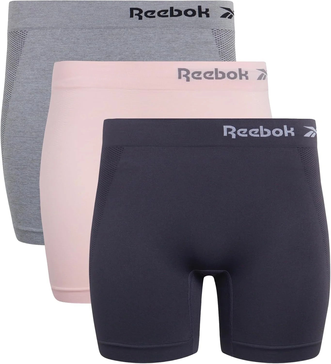 Reebok Womens Boyshorts 3 Pack Long Leg Performance Underwear 6" Inseam