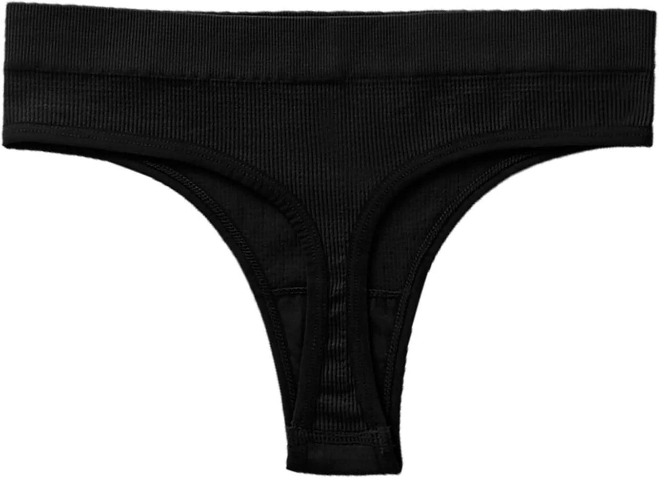 Womens Ribbed Seamless Thong High Waisted Brief Underwear