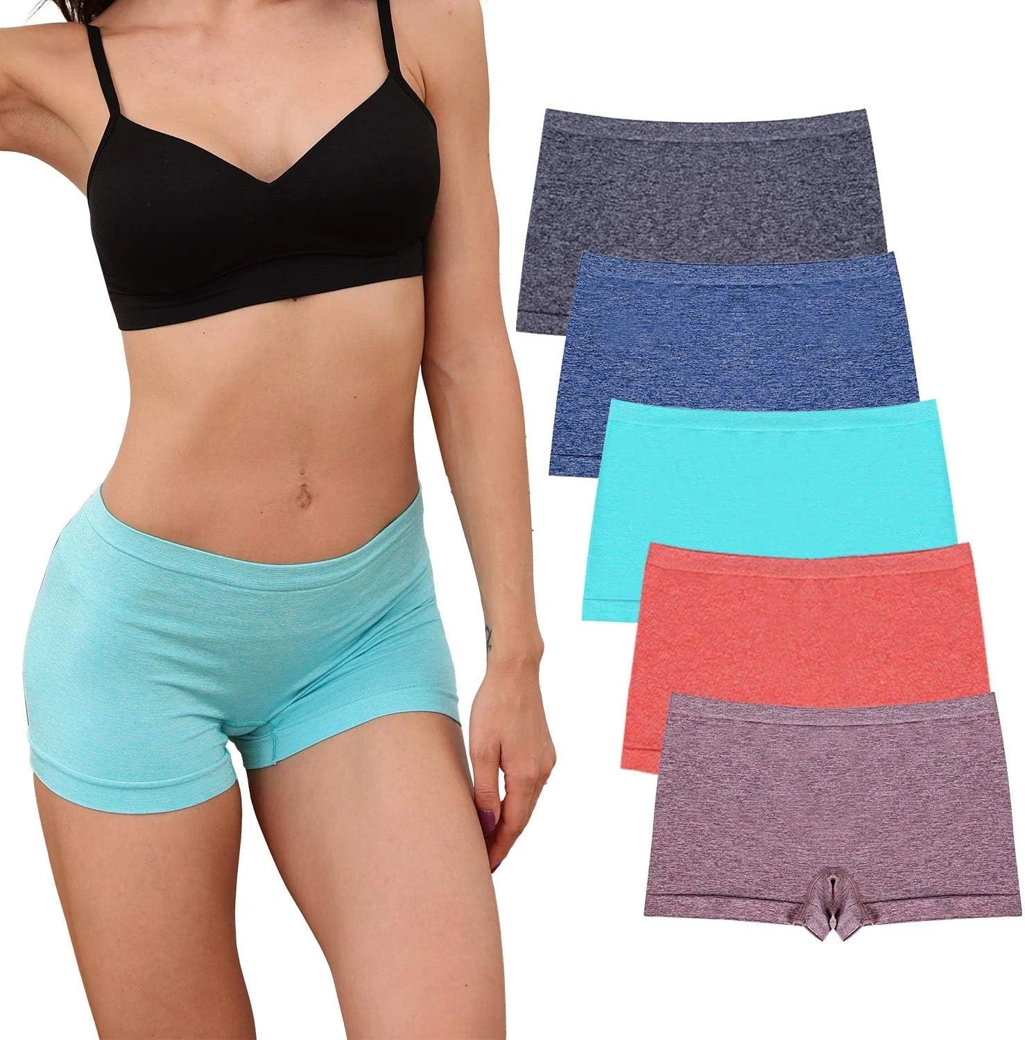 LALESTE Viscose Bamboo Boxer Briefs for Women Cotton Boy Shorts Underwear Soft Stretch Boyshorts Panties 5 Pack