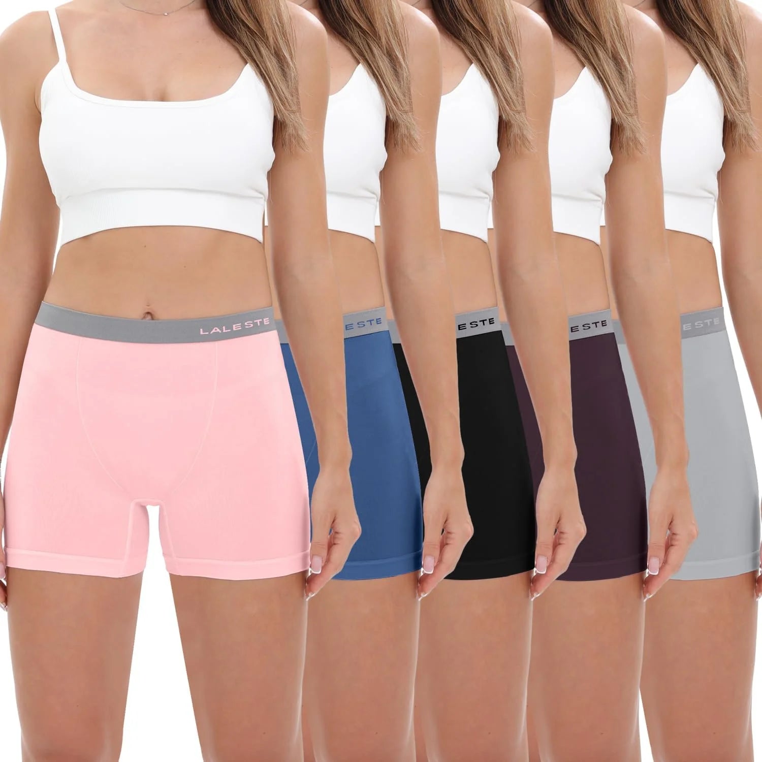 LALESTE Women's Cotton Boxer Briefs, 3-Inch Inseam, Full Coverage, 5 Pack