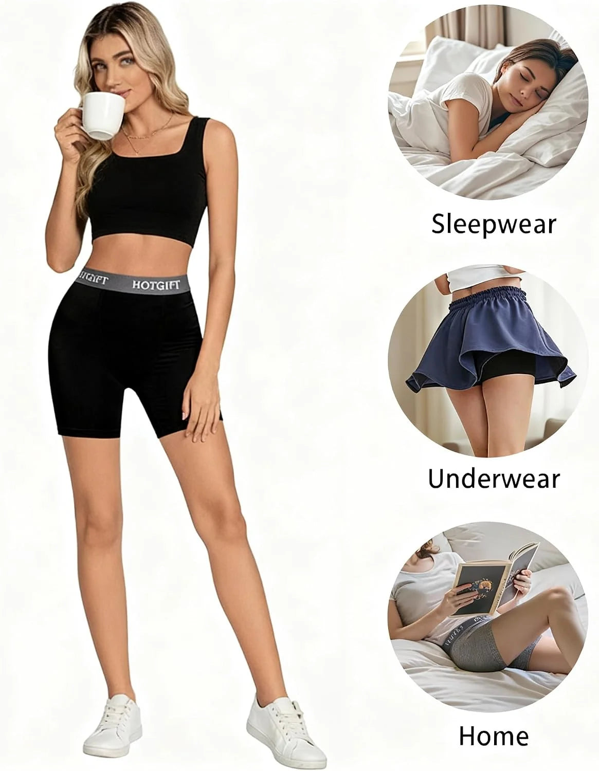 HOTGIFT Women's Boxer Shorts Cotton Boyshorts Underwear 4 Pack