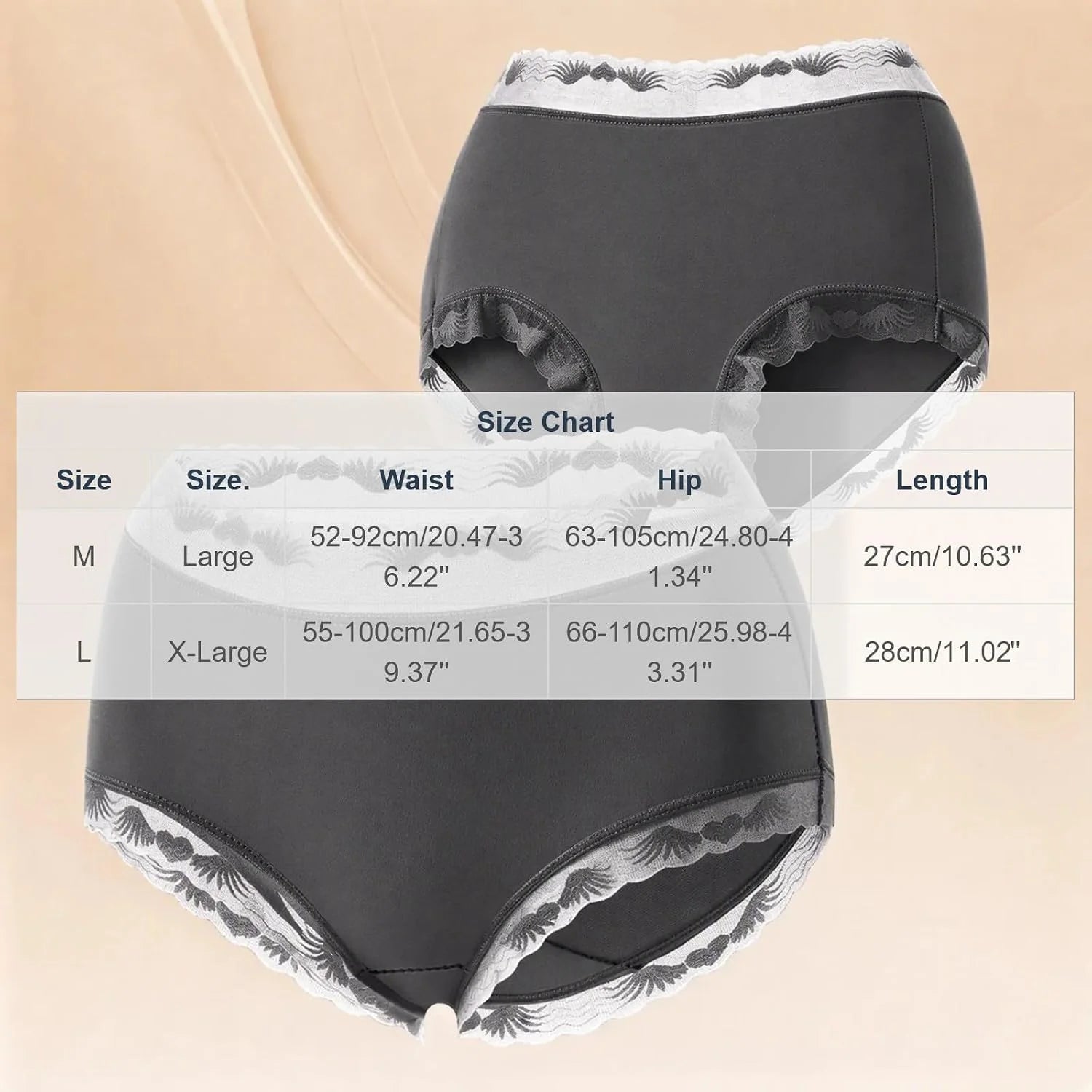 Womens Lace Trim Mid Waist Brief Underwear Comfortable Panties