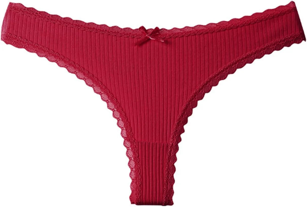 Lace Trim Low Waist Panties for Women Breathable Sexy Underwear