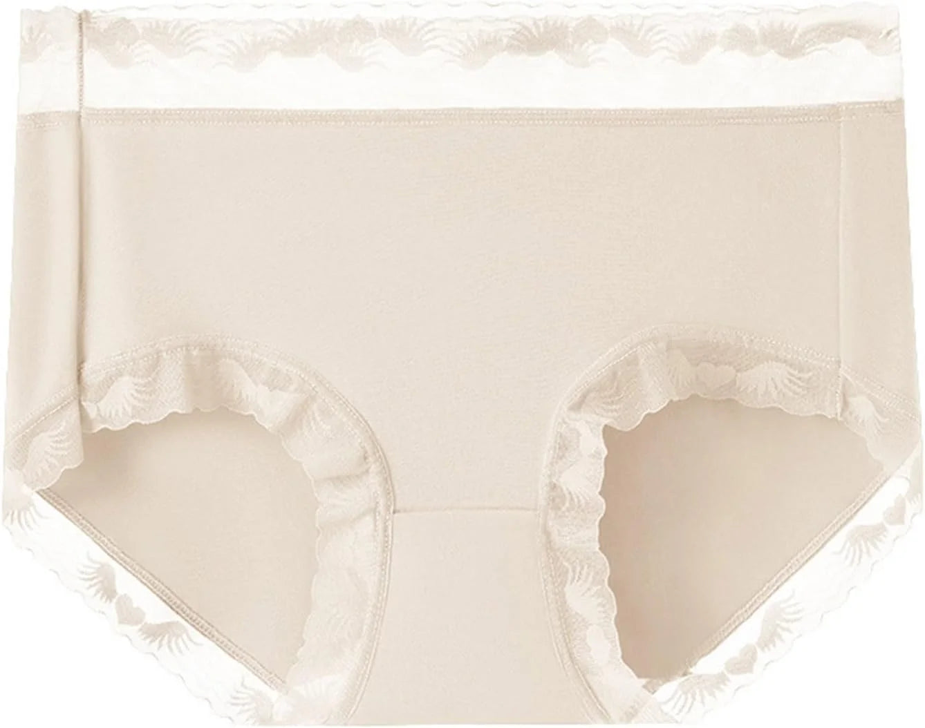 Womens Lace Trim Mid Waist Brief Underwear Comfortable Panties