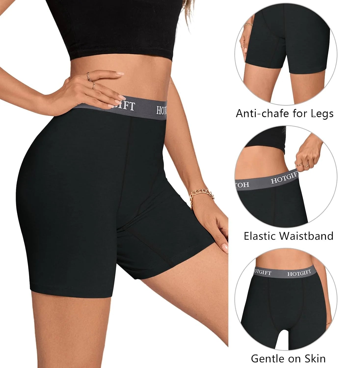 HOTGIFT Women's Boxer Shorts Cotton Boyshorts Underwear 4 Pack