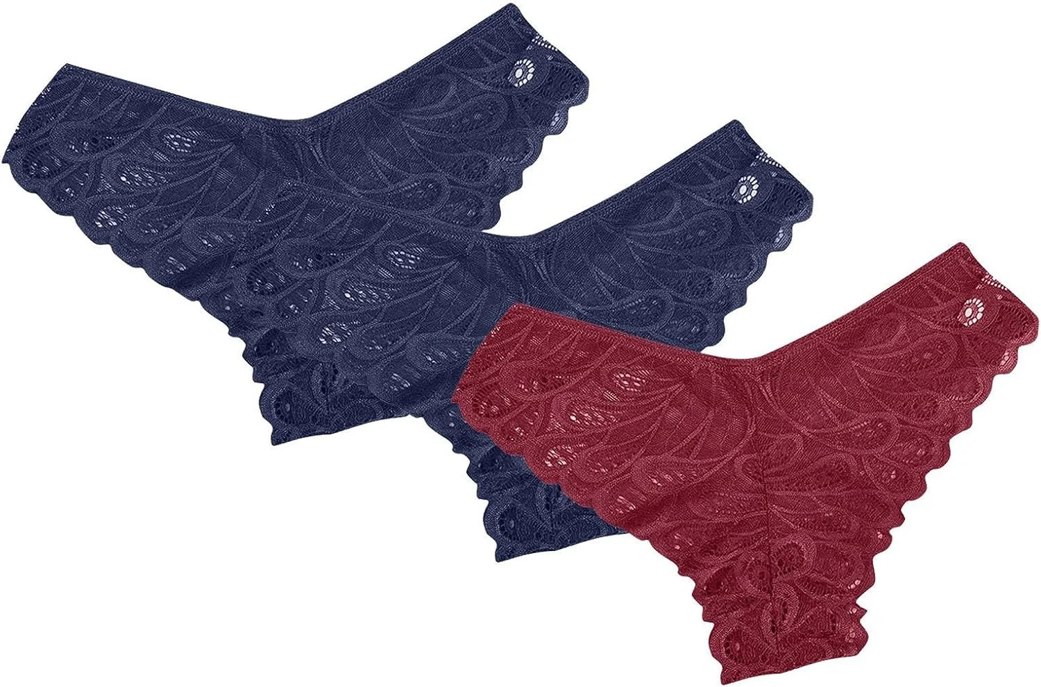 Women's 3-Pack Lace Thongs, Breathable T-Back Panties Comfort See Through G-String Underwear Briefs