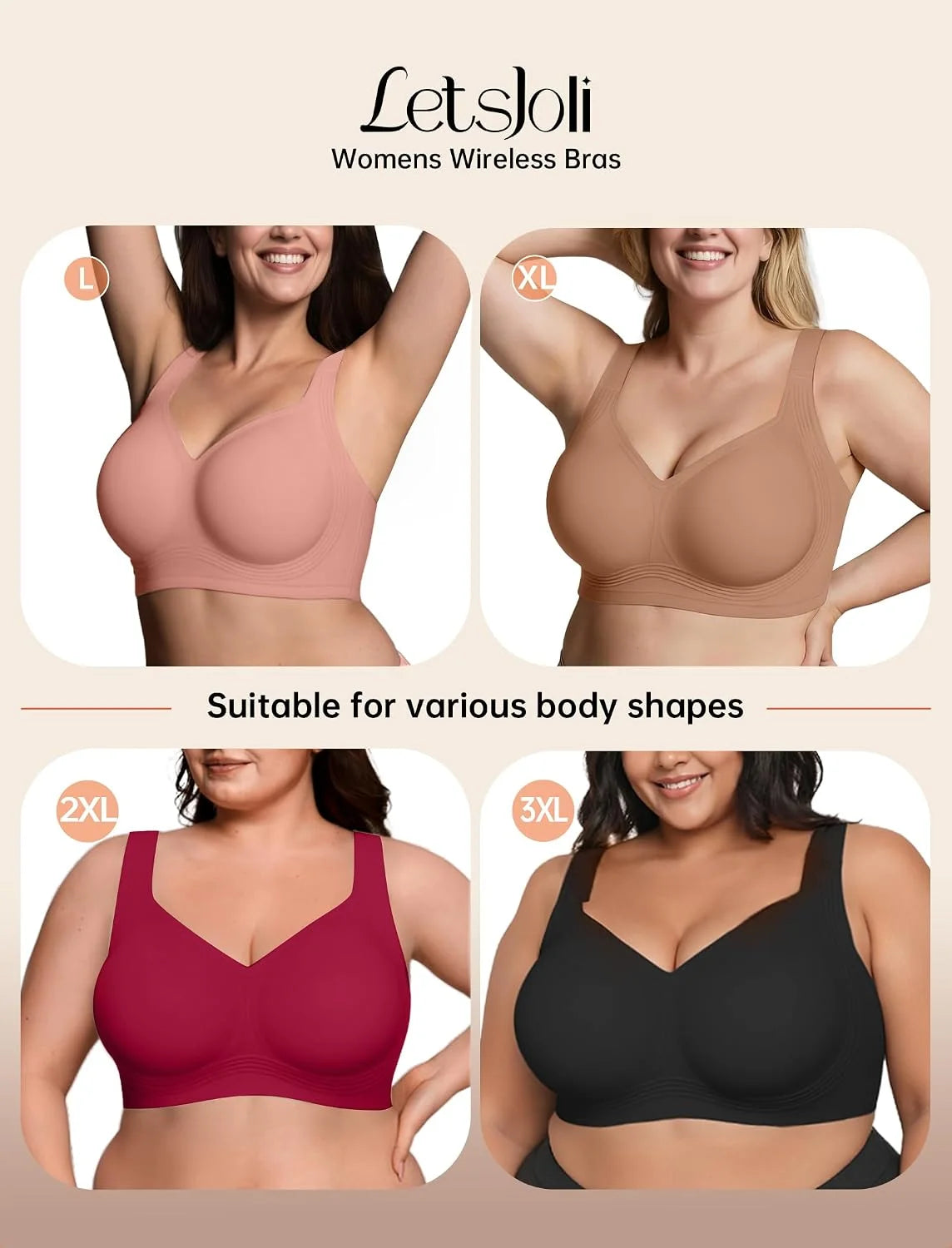 LetsJoli Jelly Bras for Women No Underwire Plus Size Push Up Supportive