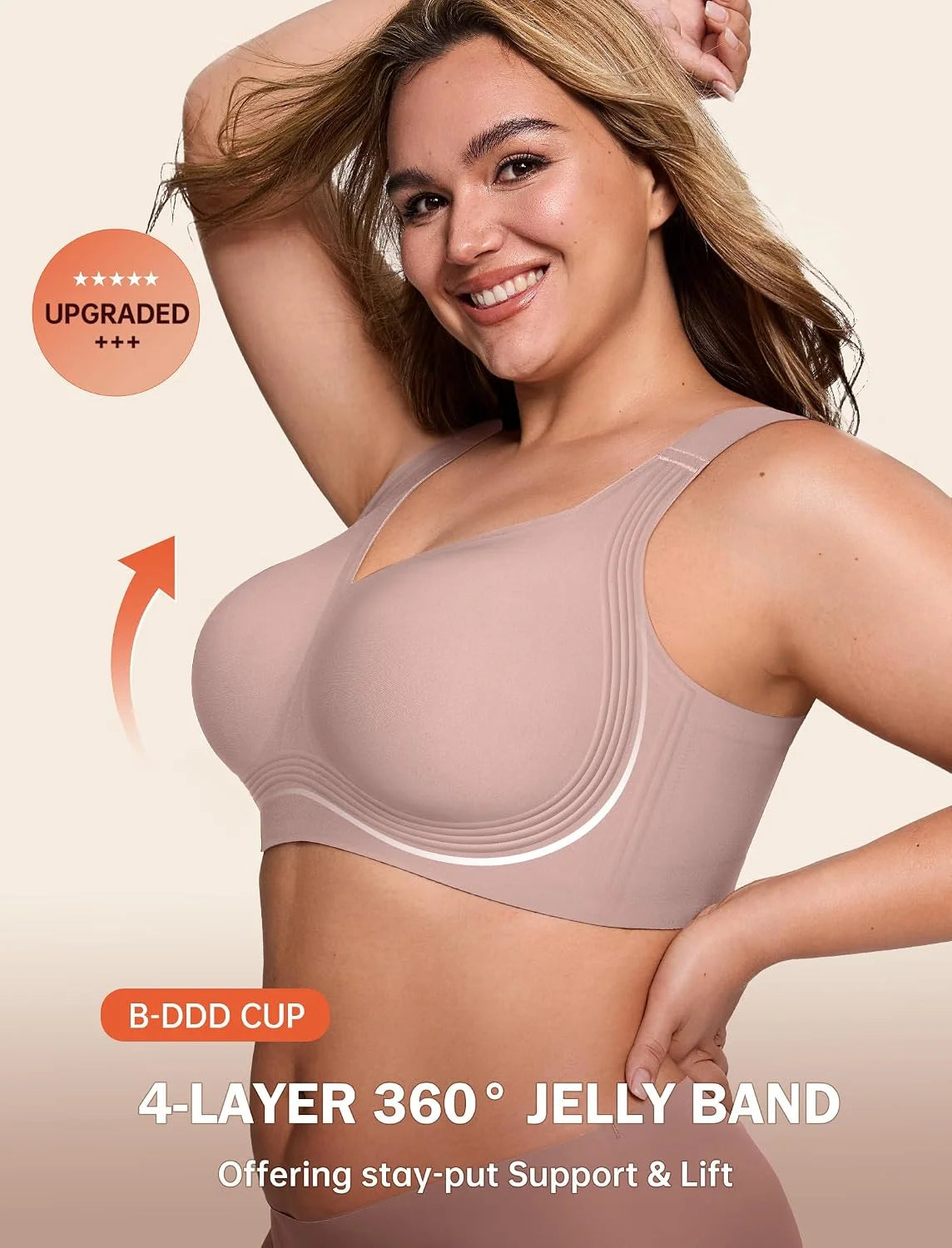 LetsJoli Jelly Bras for Women No Underwire Plus Size Push Up Supportive