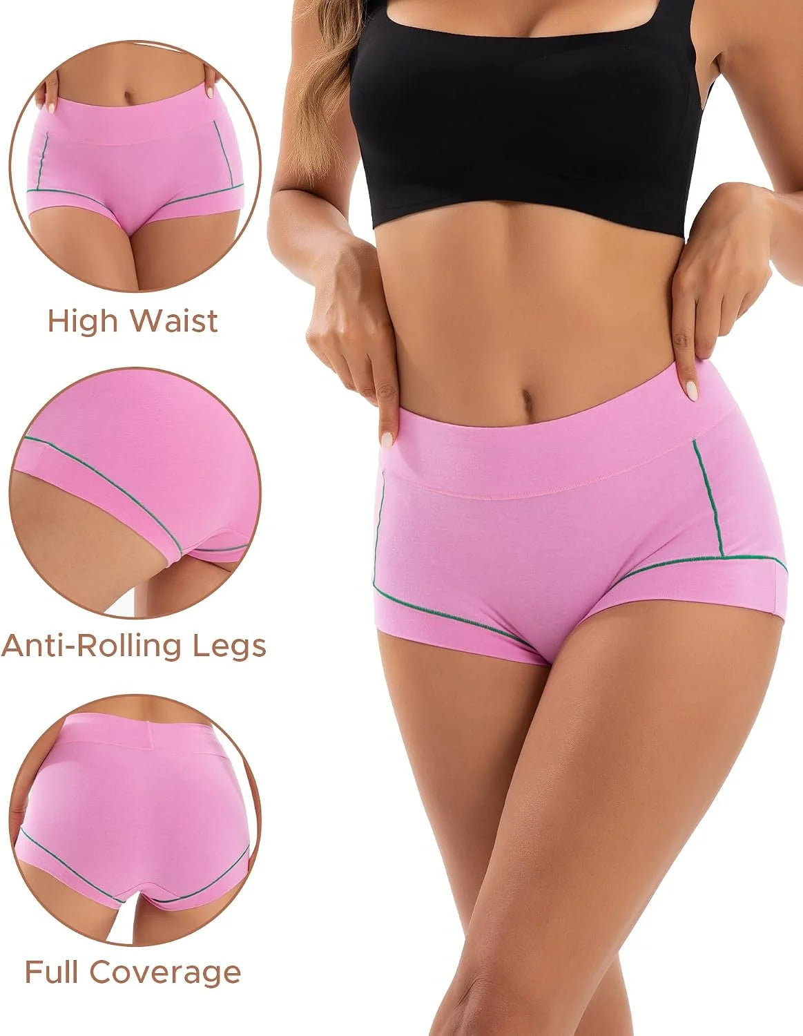 INNERSY Women's Cotton Boyshorts Underwear Soft Boxer Briefs 4-Pack