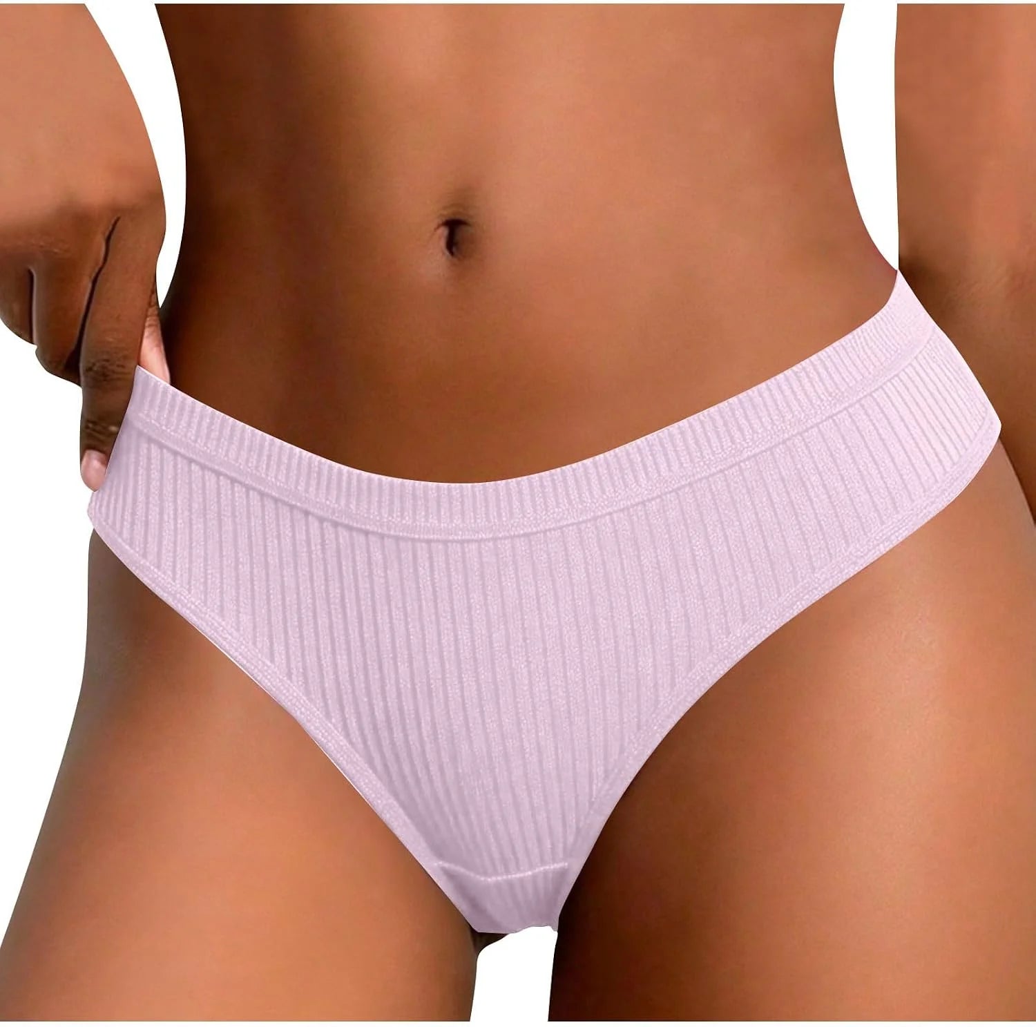 Ribbed Low Waist Bikini Thong for Women Seamless Sexy Underwear