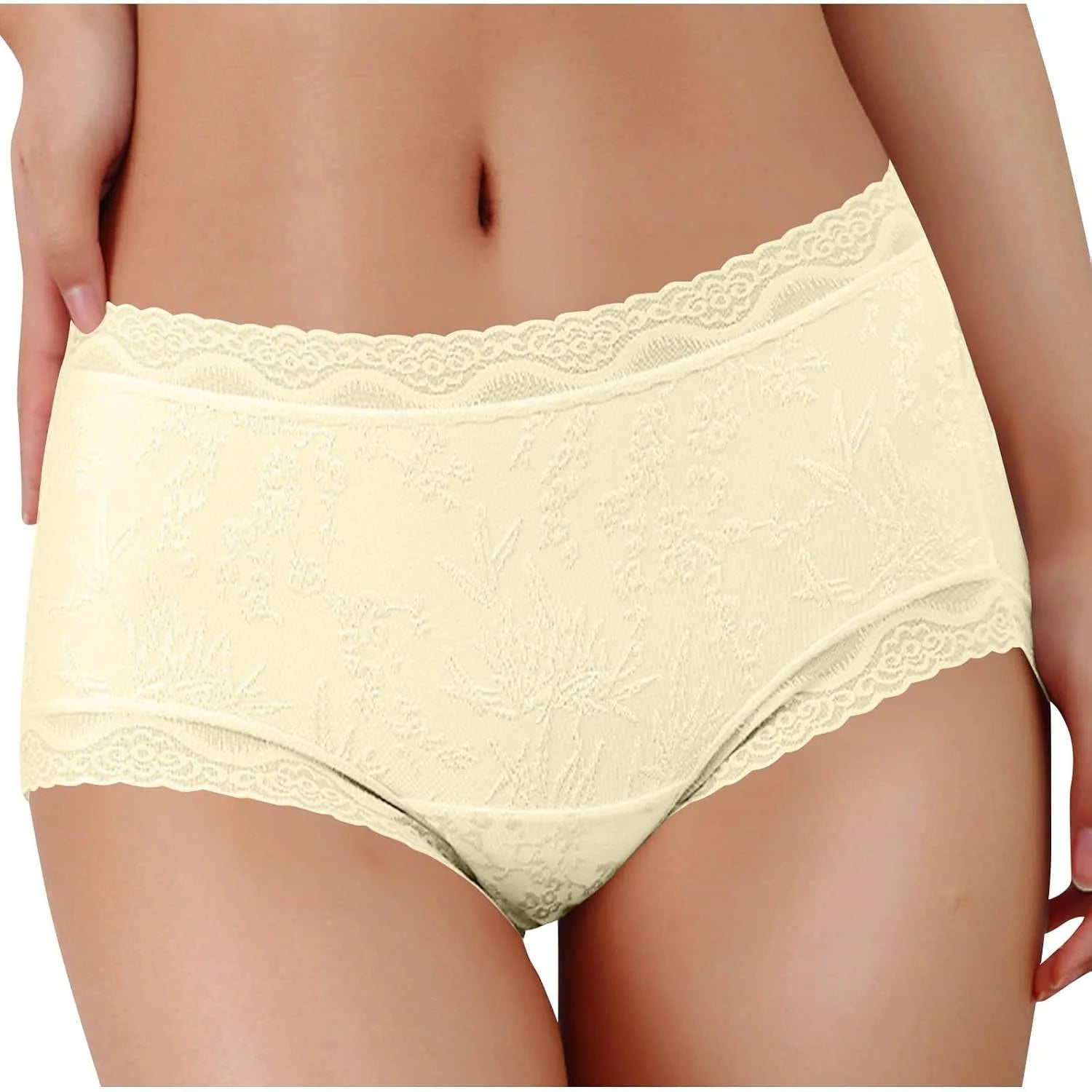 Lace Trim Mid Waist Soft Underwear for Women Comfort Daily Briefs