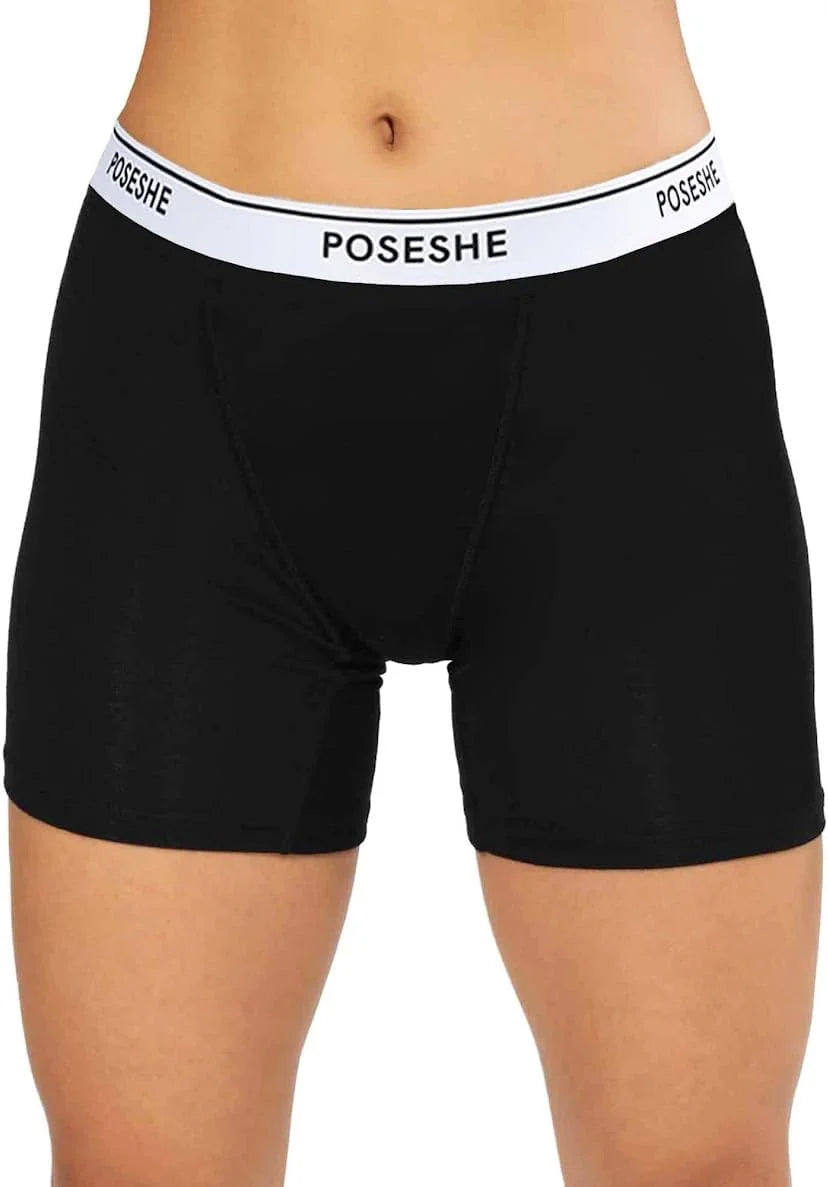 POSESHE Womens Boy Shorts Underwear Boxer Briefs MicroModal 6" Inseam, S-5X