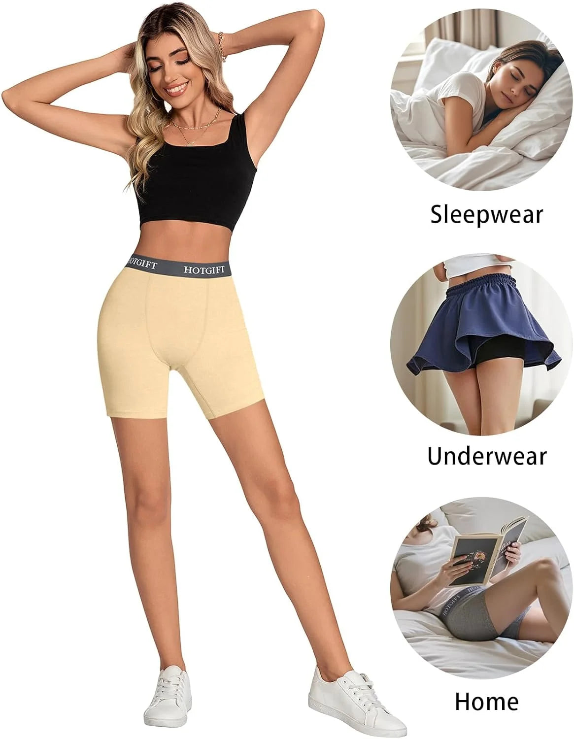 HOTGIFT Women's Boxer Shorts Cotton Boyshorts Underwear 4 Pack