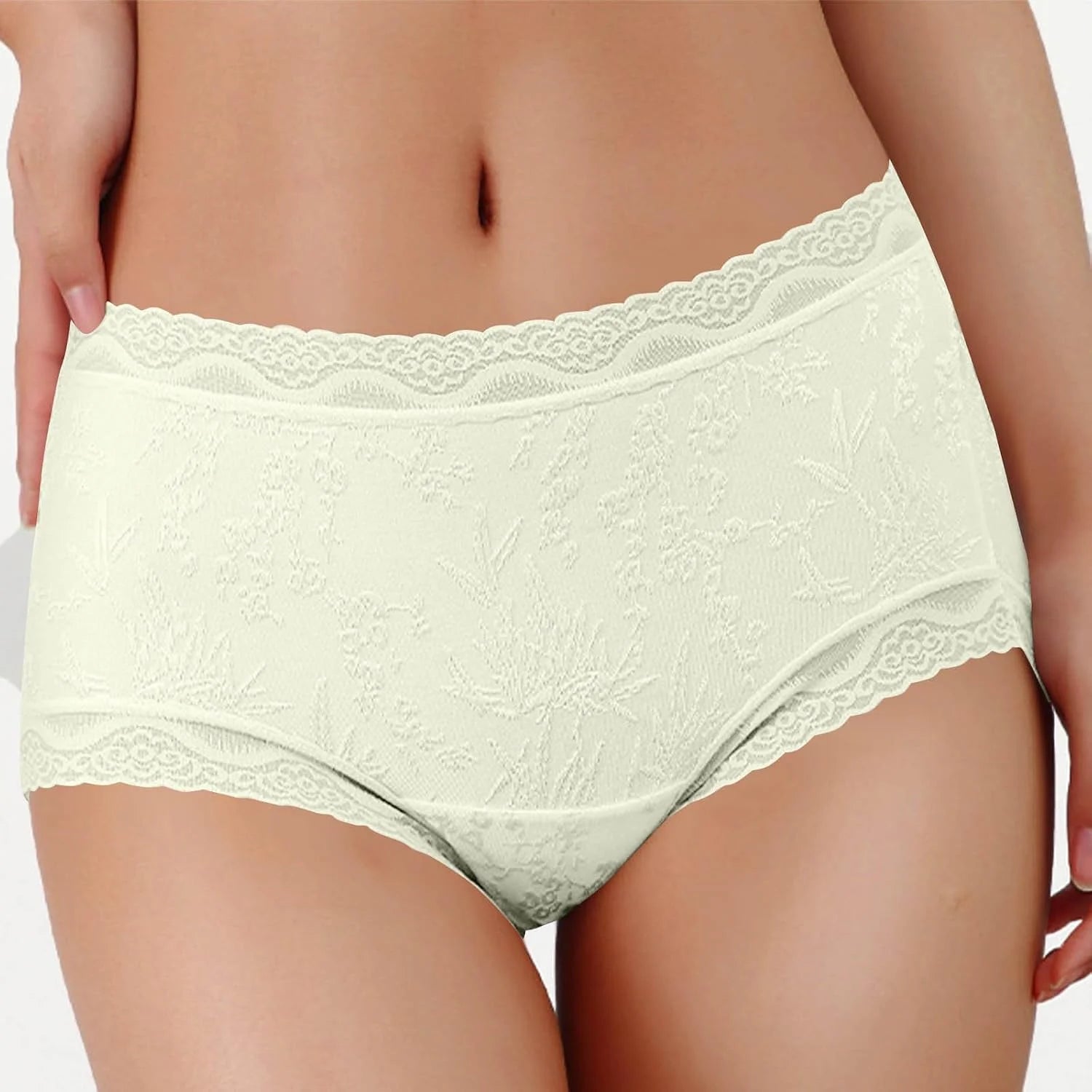 Lace Trim Mid Waist Soft Underwear for Women Comfort Daily Briefs