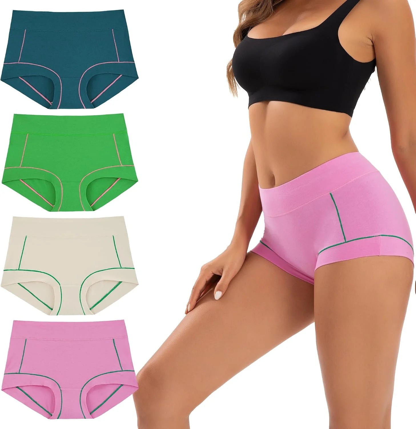 INNERSY Women's Cotton Boyshorts Underwear Soft Boxer Briefs 4-Pack