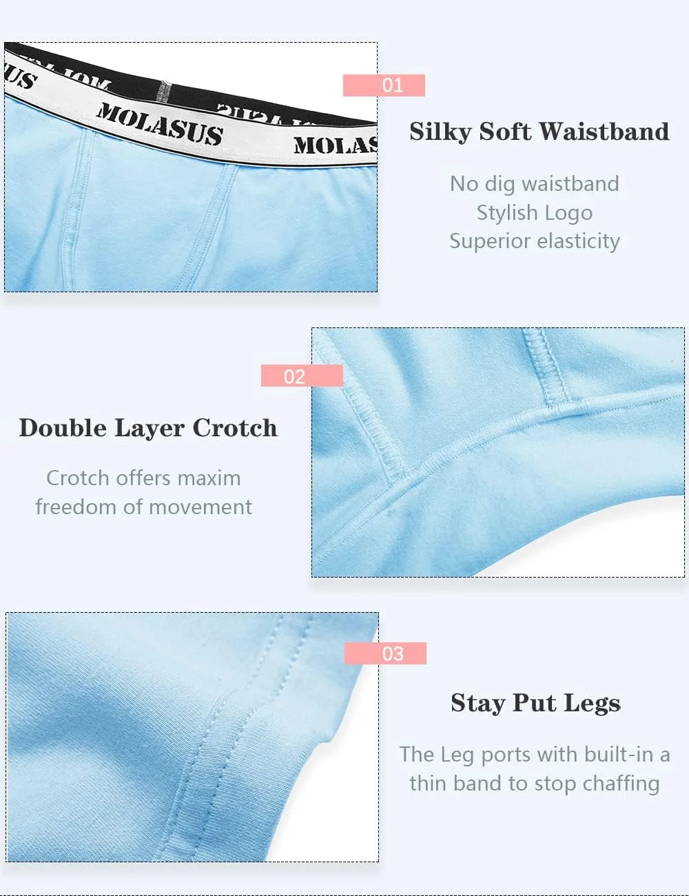 Molasus Womens Cotton Boxer Briefs Boy Shorts Underwear 4Pack