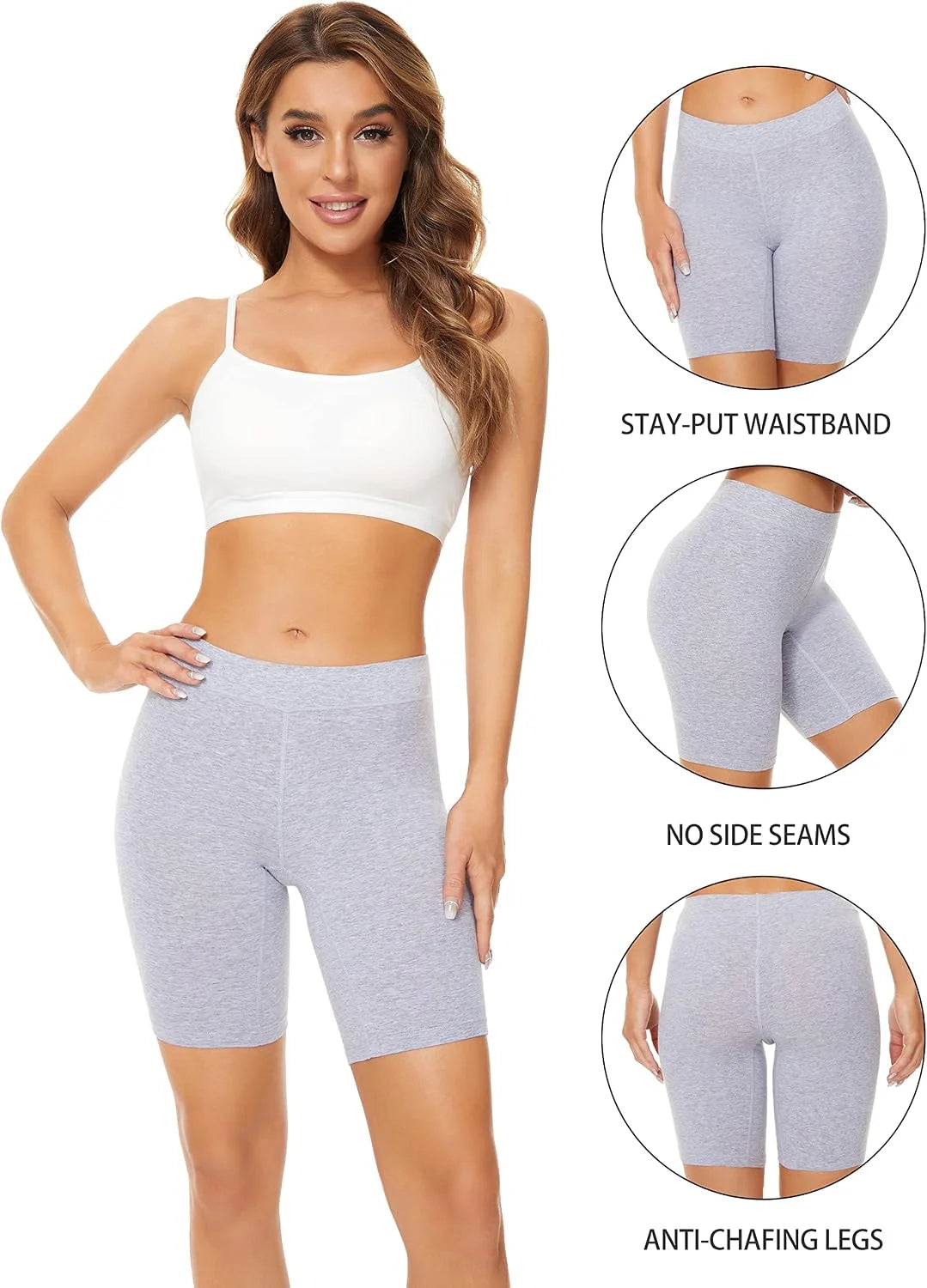 POKARLA 4 Pack Women's Cotton Underwear Boxer Shorts Anti Chafing Bike Shorts Boyshorts Panties Regular & Plus Size