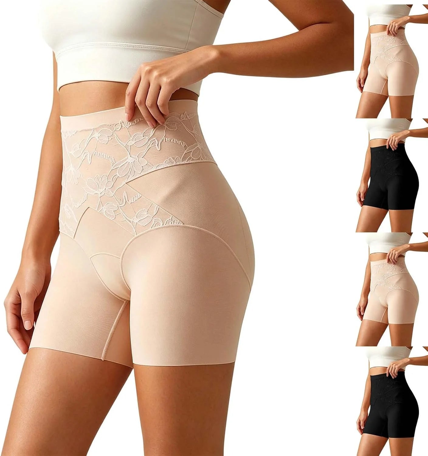 Embroidered Floral High Waist Seamless Briefs for Women Underwear