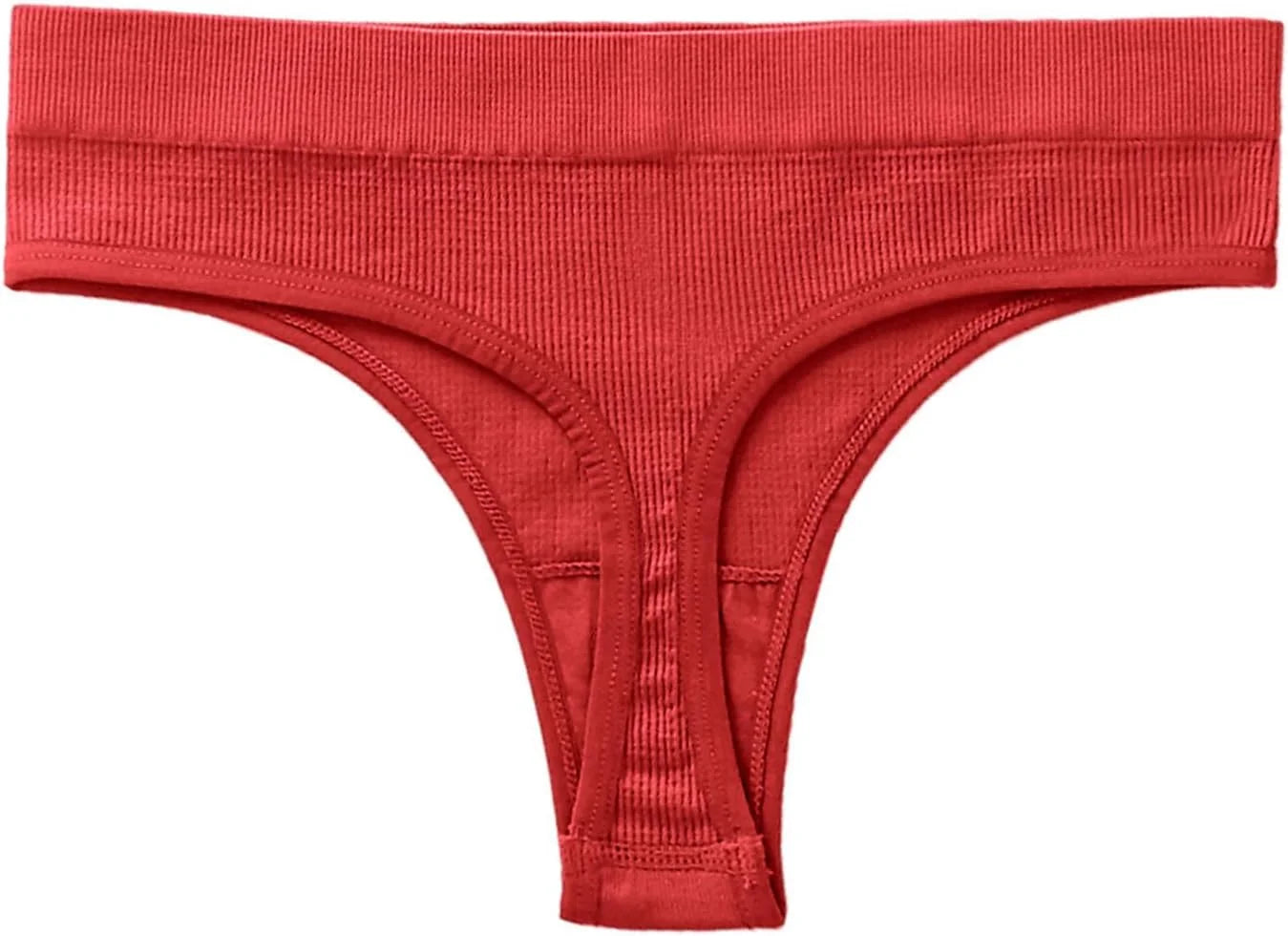 Womens Ribbed Seamless Thong High Waisted Brief Underwear