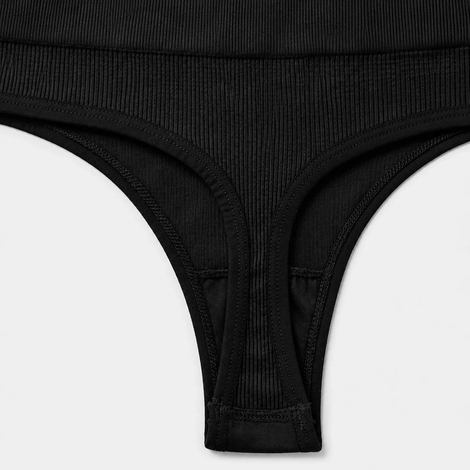 Womens Ribbed Seamless Thong High Waisted Brief Underwear
