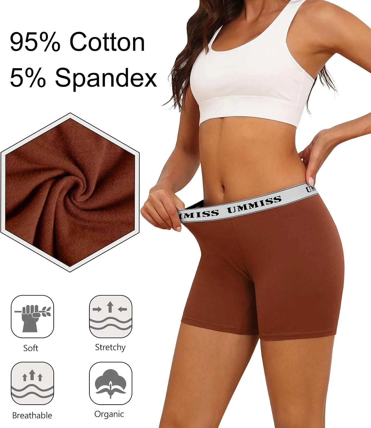 UMMISS Womens Boxer Briefs Underwear Boy Shorts Cotton Underwear Soft Anti Chafing Ladies Panties 4 Pack