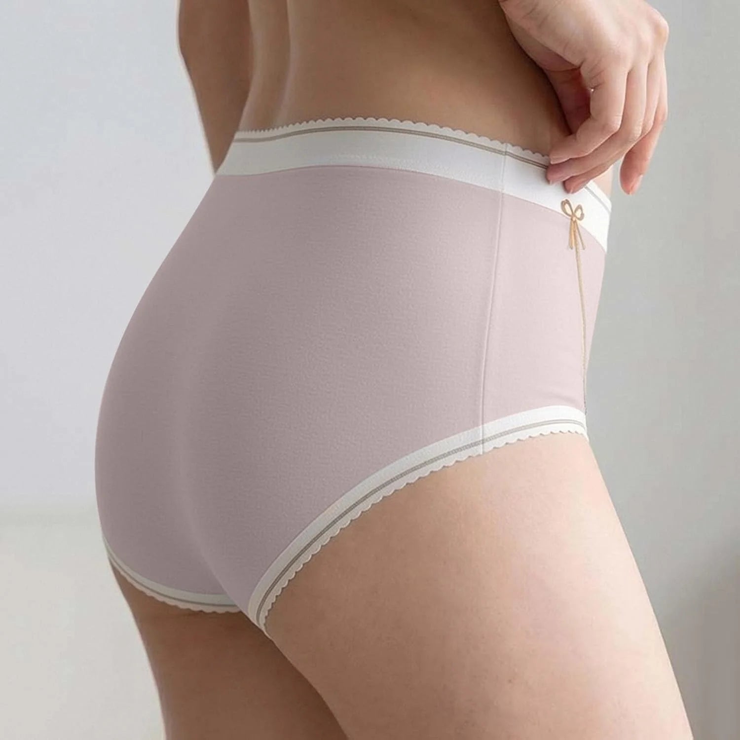 Lace Trim Cotton Mid Waist Briefs for Women Comfort Underwear