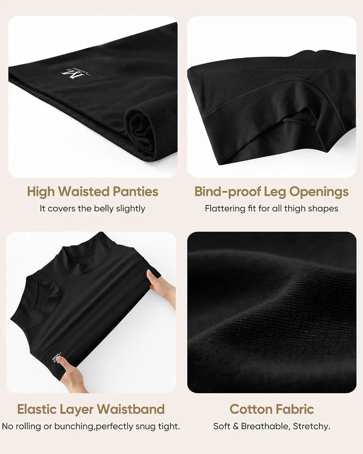 MEIYATING Boy Shorts Underwear for Women High Waisted Cotton Panties 4 Pack