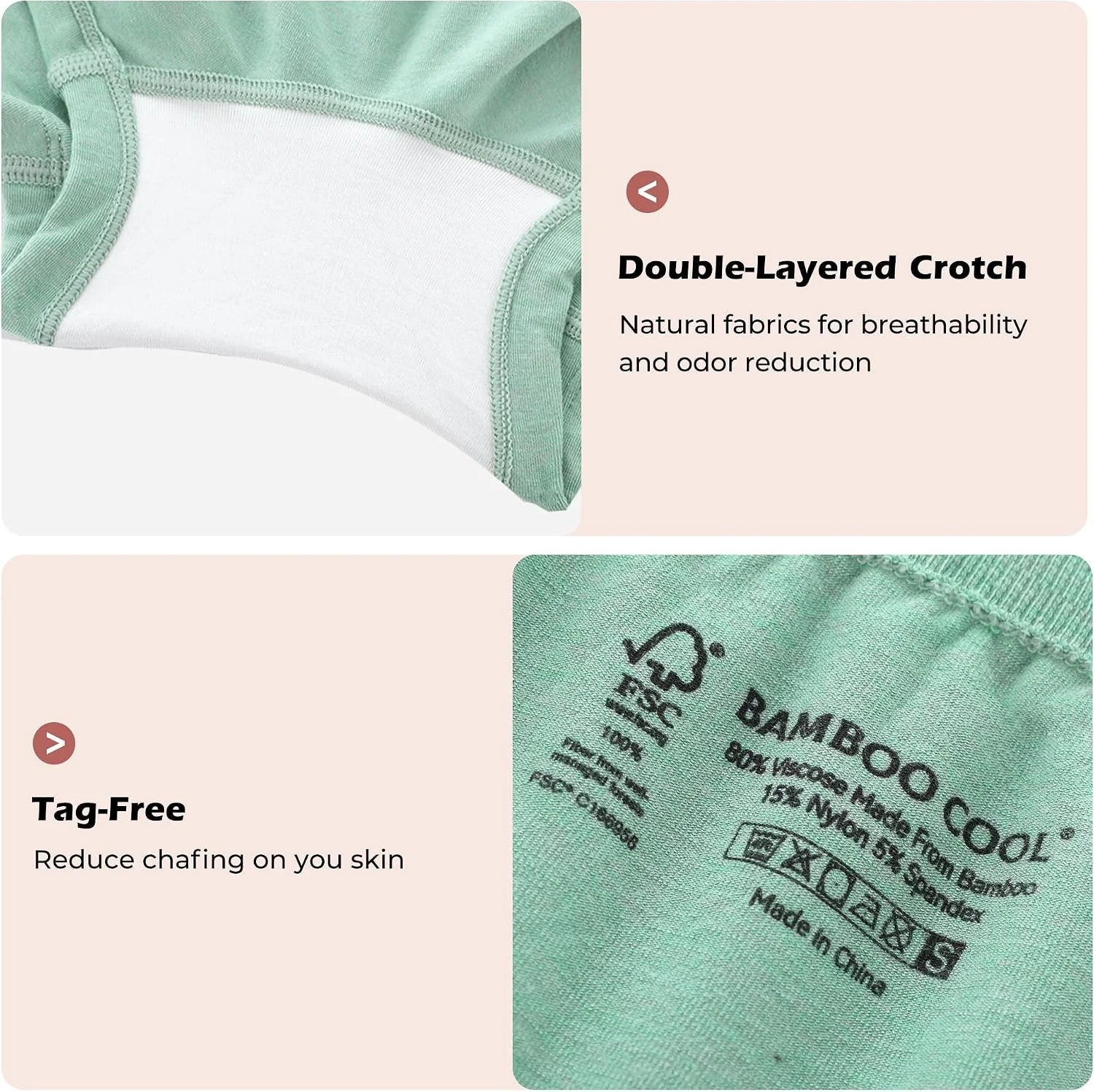 BAMBOO COOL Womens Boyshorts Underwear Cooling Soft Boxer Briefs Panties