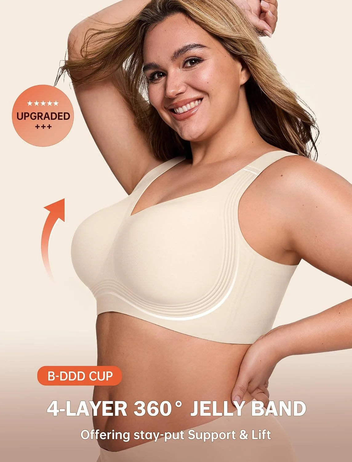 LetsJoli Jelly Bras for Women No Underwire Plus Size Push Up Supportive