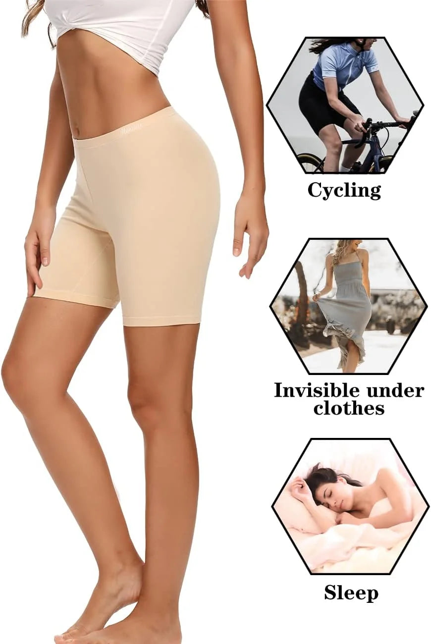 Molasus Womens Cotton Boxer Shorts Underwear Anti Chafing Bike Shorts(Regular & Plus Size)