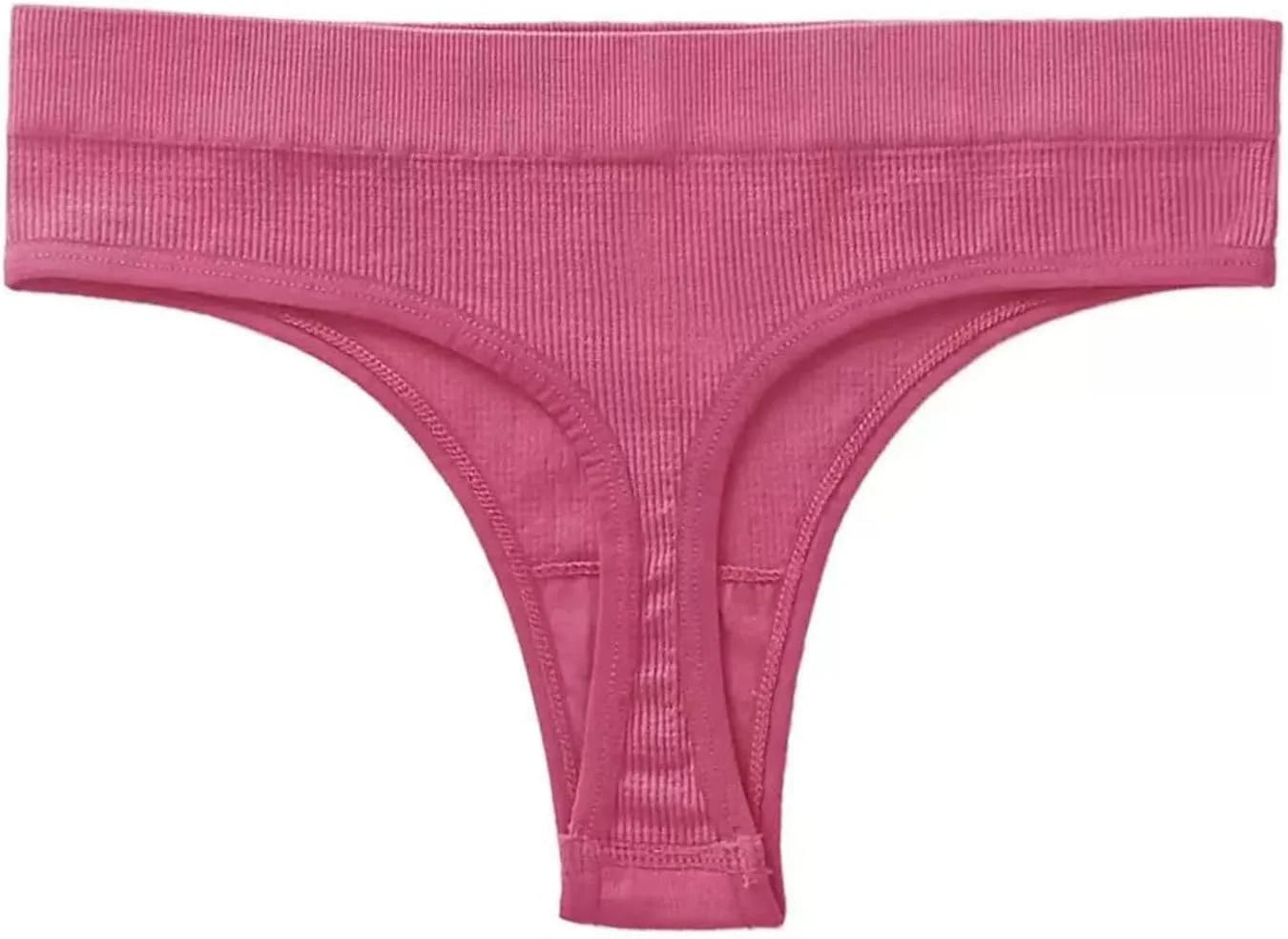 Womens Ribbed Seamless Thong High Waisted Brief Underwear
