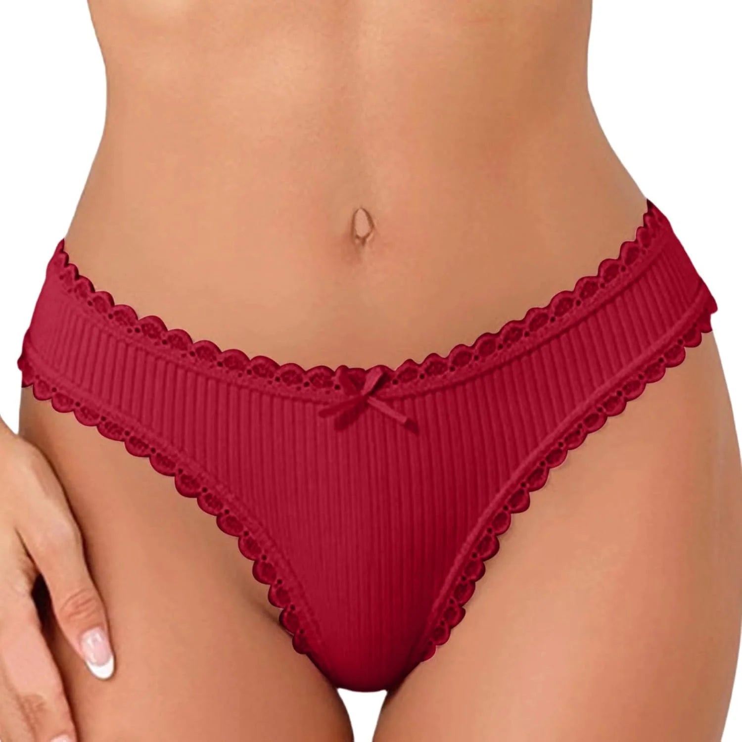 Lace Trim Low Waist Panties for Women Breathable Sexy Underwear