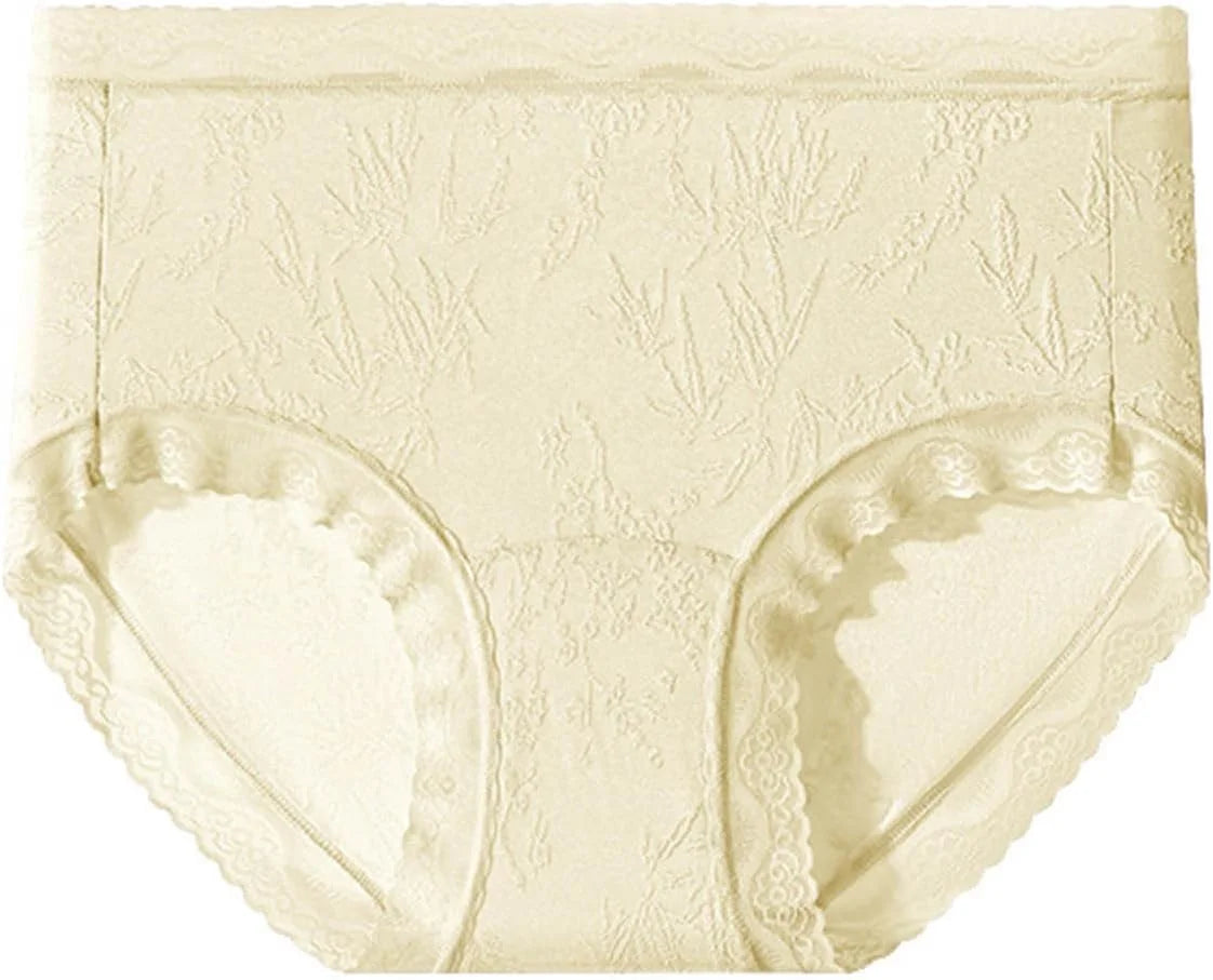 Lace Trim Mid Waist Soft Underwear for Women Comfort Daily Briefs