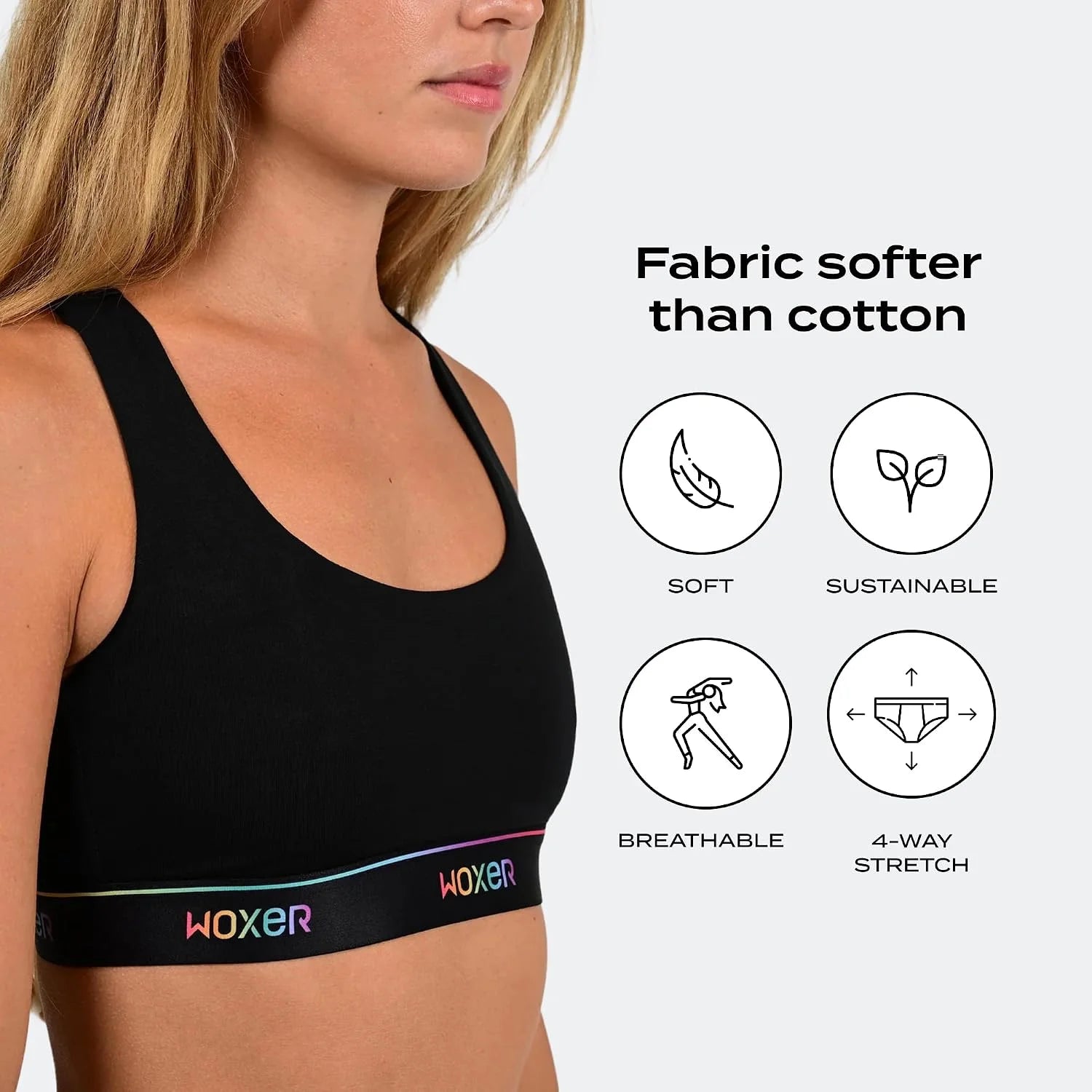Woxer Boss Bralette for Women – Wireless, Seamless Racerback – Modal Sports Bra, Lounge, Sleep Bralette, Wireless Bra