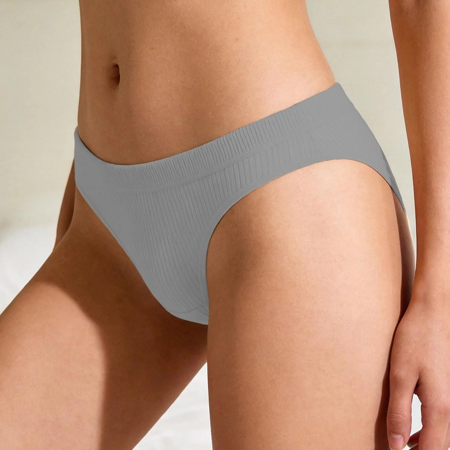 Sexy Low Waist Ribbed Underwear for Women Seamless Sporty Panties