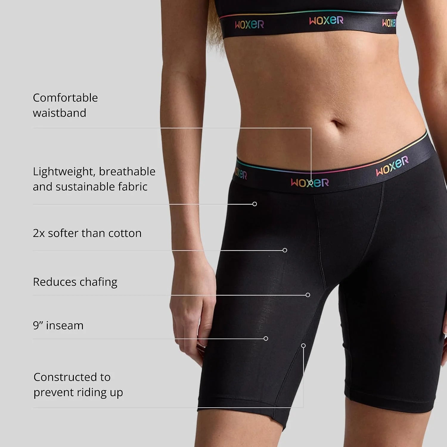 Woxer Womens Boxers - Biker 9" Boy Shorts Underwear for Women, Modal Boxer Briefs, Chafe Free, Womens Underwear